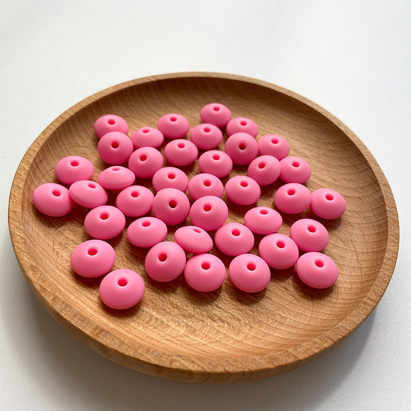 Venta al por mayor, 50 Uds., cuentas pequeñas, 12MM, cuentas de ábaco DIY, silicona